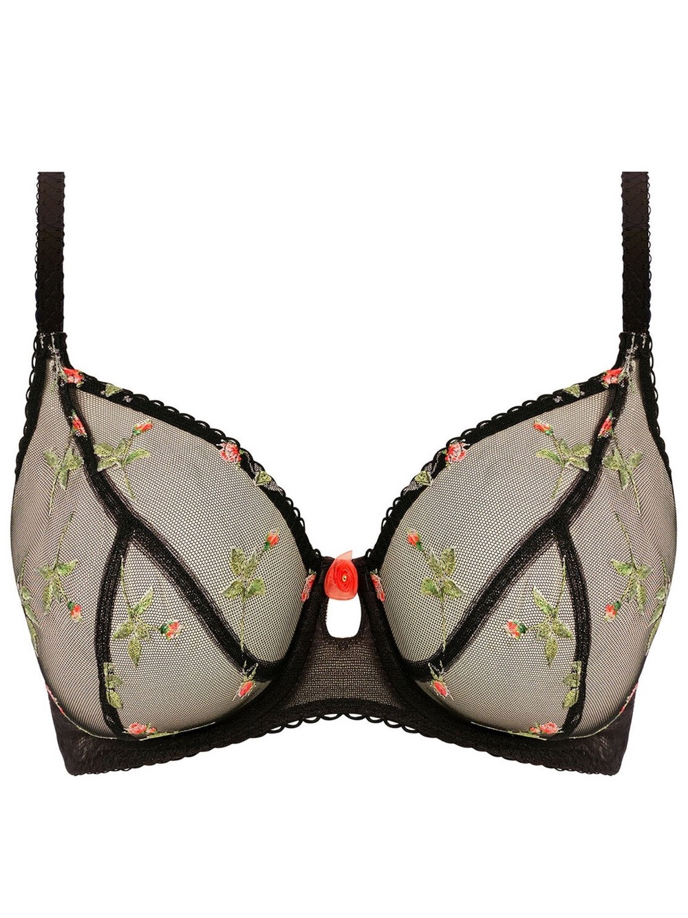 Freya Rose Blossom Plunge Bra Black Embroidered UK 30F / US 30G